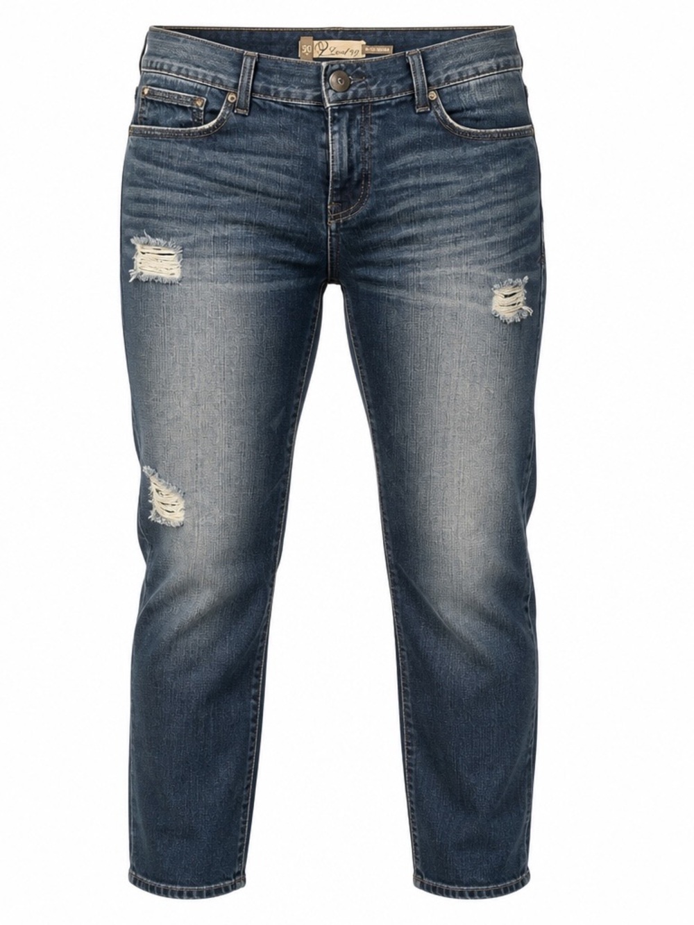 Ladies Level 99 Boyfriend  Distressed Blue Jeans
